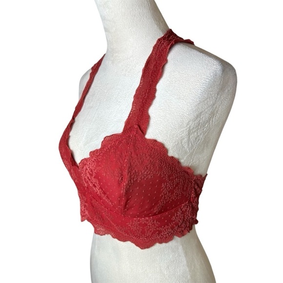 Intimately Free People Red Lace Racerback Bralette M | Sexy Romantic Valentine - Picture 5 of 8